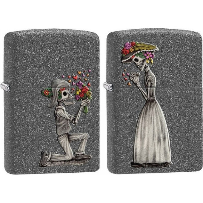 Zippo Classic 28987 — чёрная матовая зажигалка с принтом
